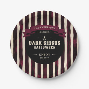 Vintage Dark Circus Halloween Party Paper Plates