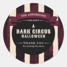 Vintage Dark Circus Halloween Party Thank You