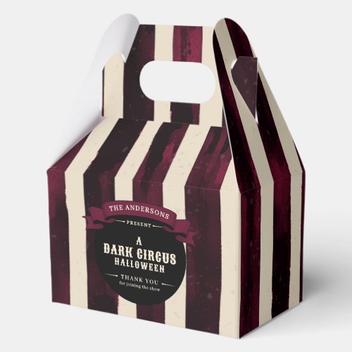 Vintage Dark Circus Halloween Party Thank You Favor Boxes