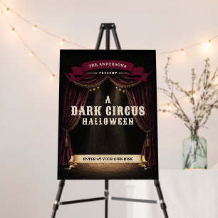 Vintage Dark Circus Halloween Party Welcome Foam Board