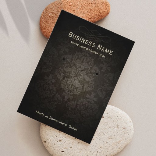 Customizable Vintage Dark Damask Jewelry and Earring Display Business Card