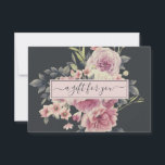 Vintage Dark Floral Logo | Gift Certificate<br><div class="desc">Modern gift certificate cards featuring antique peonies on charcoal background, and "a gift for you" wording on the front, with space on the back, for your desired gift certificate wording and business contact information. A chic and elegant choice for any business. Add your custom wording to this design by using...</div>
