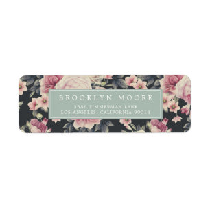 Vintage Dark Floral Logo Return Address Label