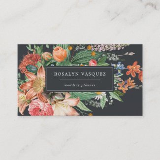 Vintage Dark Floral on Black | Signature Business Card