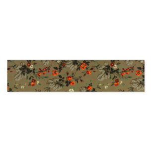 Vintage Dark Floral Orange Rose Botanical Pattern Napkin Bands