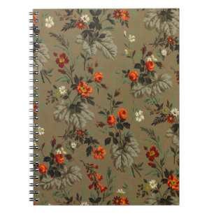 Vintage Dark Floral Orange Rose Botanical Pattern Notebook