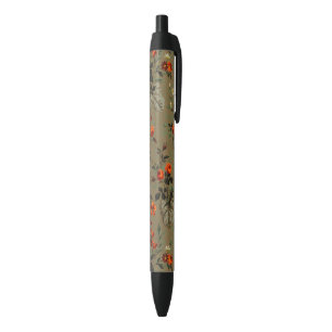 Vintage Dark Floral Orange Rose Botanical Pattern Pen
