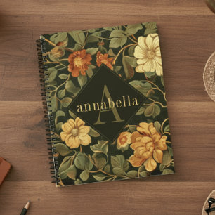 Vintage Dark Floral William Morris Monogram Planner