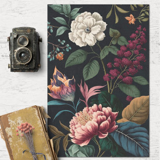 Vintage Dark Flowers Decoupage Tissue Paper