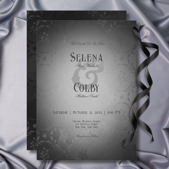 Vintage Dark Gothic Black Damask Wedding Invitation (Vintage Dark Gothic Black Damask Wedding Invitation)