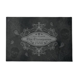 Vintage Dark Gothic Macabre Halloween Family Name Doormat