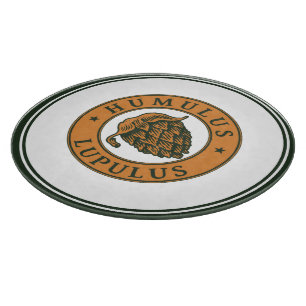 Vintage Dark Green Brown Hop Beer Ink Art Vector Cutting Board