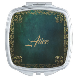 Vintage Dark Green Collection Compact Mirror