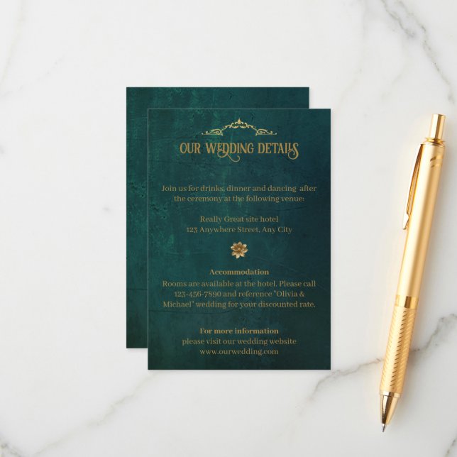 Vintage Dark Green Enclosure Card (Front/Back In Situ)