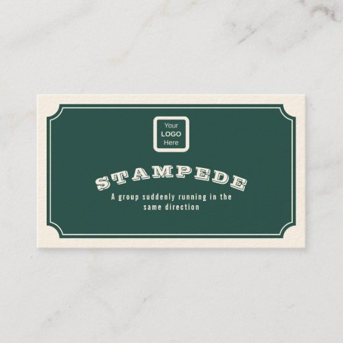 Vintage Dark Green Logo Victorian Cartouche Business Card