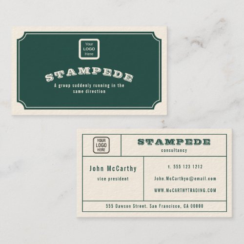 Vintage Dark Green Logo Victorian Cartouche Business Card