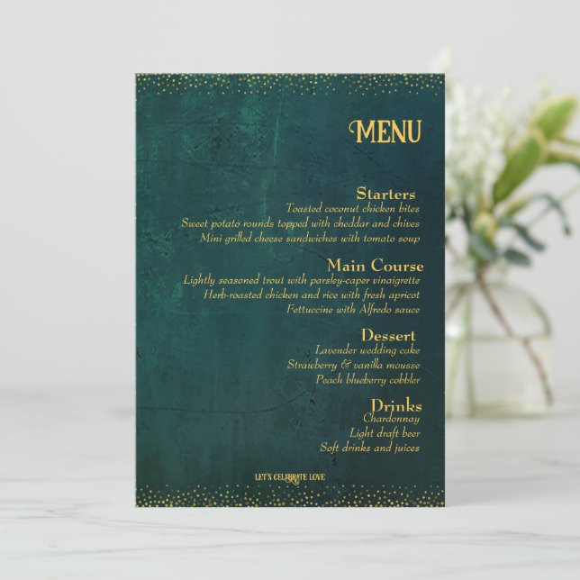 Vintage Dark Green Menu (Standing Front)