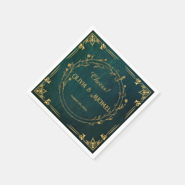 Vintage Dark Green  Napkins (Corner)