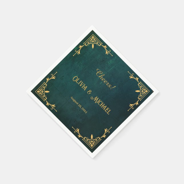 Vintage Dark Green  Napkins (Corner)