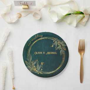 Vintage Dark Green Paper Plates