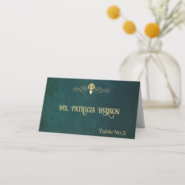 Vintage Dark Green Place Card (Front)
