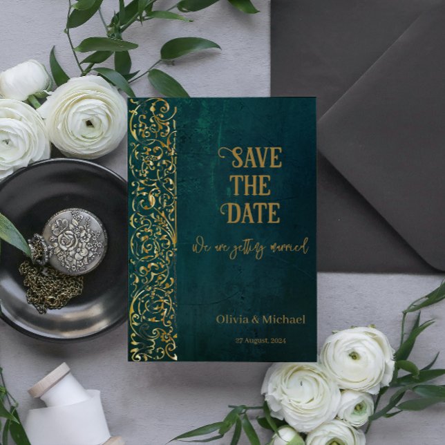 Vintage Dark Green Save The Date (Creator Uploaded)