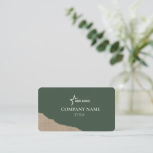 Vintage Dark Green & Torn Kraft Paper Professional Business Card