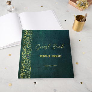 Vintage Dark Green Wedding Foil Guest Book