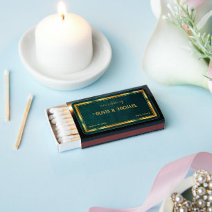 Vintage Dark Green Wedding Matchboxes