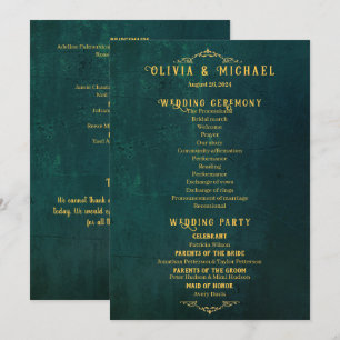 Vintage Dark Green Wedding Program