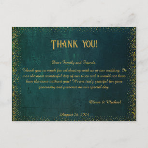 Vintage Dark Green Wedding Thank You Postcard