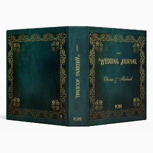 Vintage Dark Green With Golden Frame 3 Ring Binder