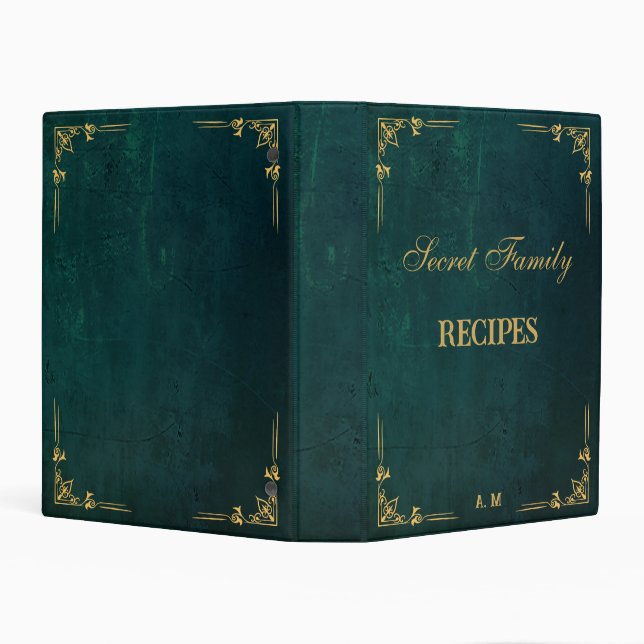 Vintage Dark Green With Golden Frame Mini Binder (Background)
