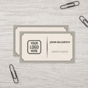 Vintage Dark Grey Logo Cartouche Stripes Pattern Business Card