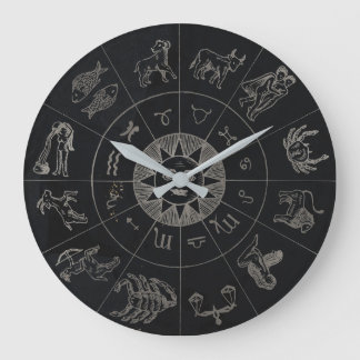 Vintage Dark Horoscope Astrology Zodiac Sign  Large Clock