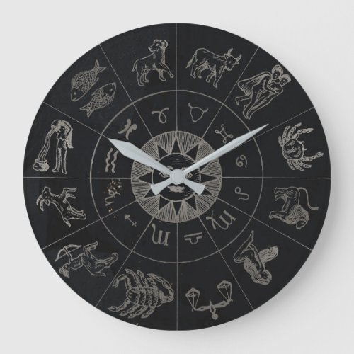 Vintage Dark Horoscope Astrology Zodiac Sign  Large Clock