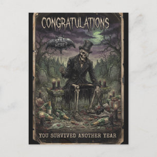 Vintage Dark Humor Skeleton Birthday Design Postcard