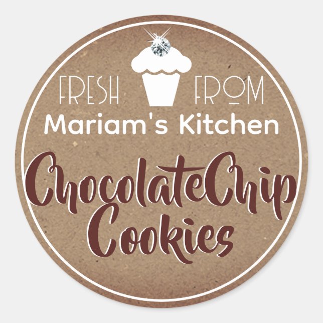 Vintage Dark Kraft Paper Cupcake Cake Pastry Label (Front)