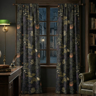 Vintage Dark Moody Floral William Morris Blackout Curtains