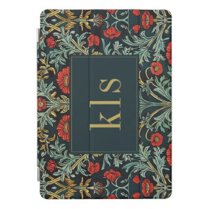 Vintage Dark Poppy William Morris Monogram iPad Pro Cover