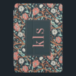Vintage Dark Poppy William Morris Monogram iPad Pro Cover<br><div class="desc">This simple yet elegant design features a dark,  elegant William Morris inspired pink and aqua floral tapestry pattern. Protect your tablet in style. Add a name to personalize it. Makes a great Christmas or Mother's Day gift. Created by Simply Farmhouse Press.</div>