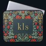 Vintage Dark Poppy William Morris Monogram Laptop Sleeve<br><div class="desc">This simple yet elegant design features a dark,  elegant William Morris inspired red poppy floral tapestry pattern. Protect your laptop or tablet in style. Add a name to personalize it. Makes a great Christmas or Mother's Day gift. Created by Simply Farmhouse Press.</div>