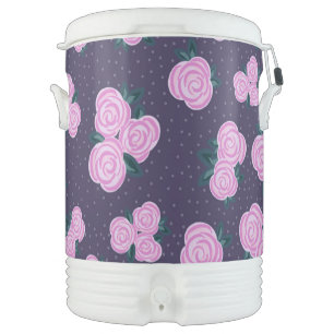 Vintage dark purple florals beverage cooler