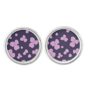 Vintage dark purple florals cufflinks