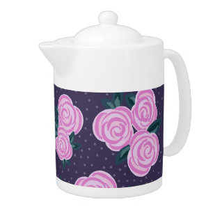 Vintage dark purple florals teapot
