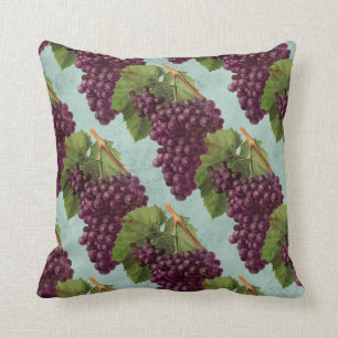 Vintage Dark Purple Grapes and Vines Throw Pillow