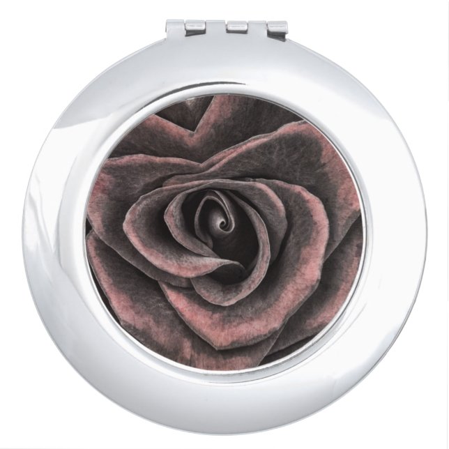 Vintage Dark Purple Rose Art Compact Mirror (Front)