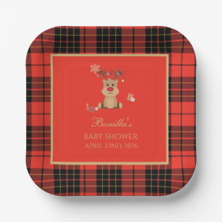Vintage Dark Red Baby Shower  Paper Coaster Paper Plates