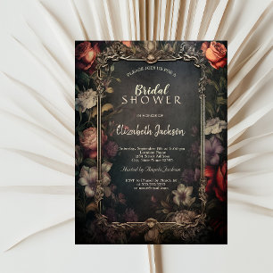 Vintage Dark  Roses Gothic Bridal Shower  Invitation