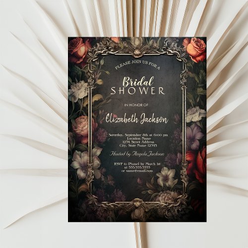 Vintage Dark  Roses Gothic Bridal Shower  Invitation